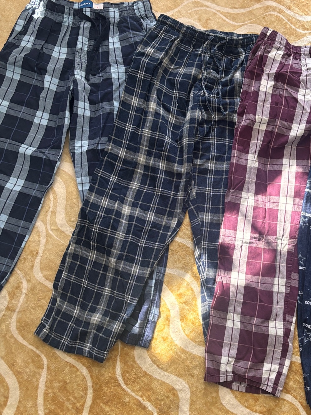 Old Navy Men’s Plaid & Star Print Pajama Bottoms - Navy, Gray, Burgundy